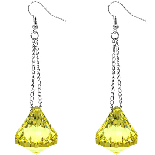 Yellow Large Gemstone Chain Earrings