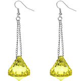 Yellow Large Gemstone Chain Earrings