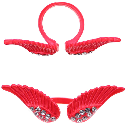 Alizarin Crimson Double Angel Wing Cuff Ring