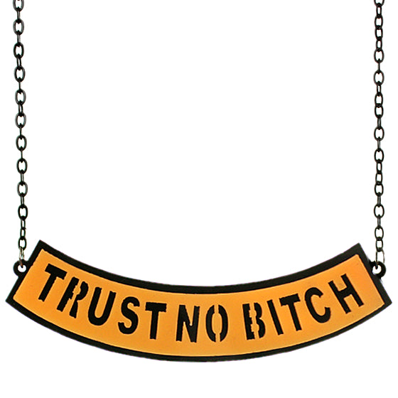 Orange Trust No Bitch Chain Necklace