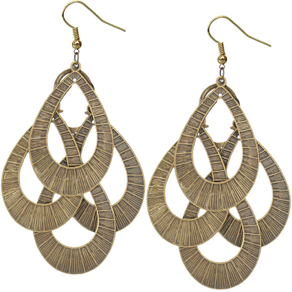 Antique Gold Large Teardrop Dangle Earrings