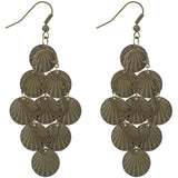 Antique Gold Seashell Pattern Dangle Earrings