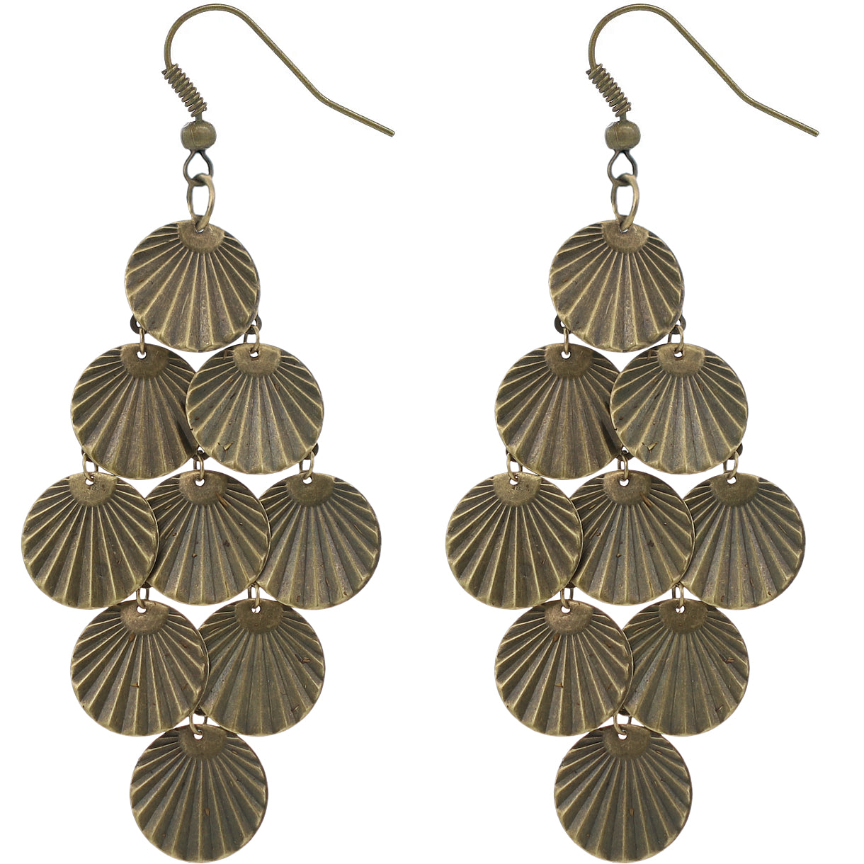 Antique Gold Seashell Pattern Dangle Earrings