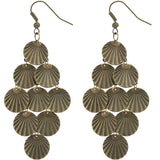 Antique Gold Seashell Pattern Dangle Earrings
