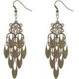 Antique Gold Long Cascade Teardrop Earrings