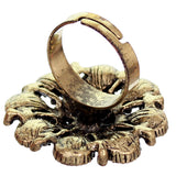 Red Antique Circular Floral Topper Adjustable Ring