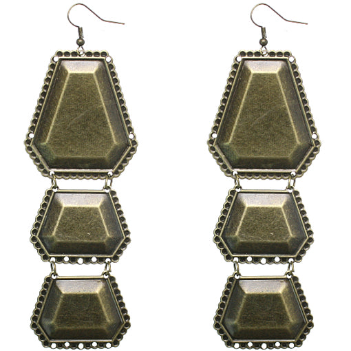 Gold Triple Link Earrings