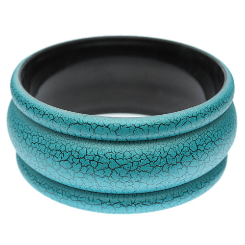 Blue Matte Crackle Bangle Bracelet