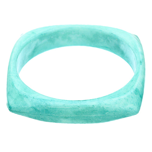Aqua Green Glossy Faux Marble Bangle Bracelet