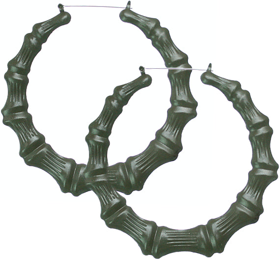 Green Big Bamboo Earrings