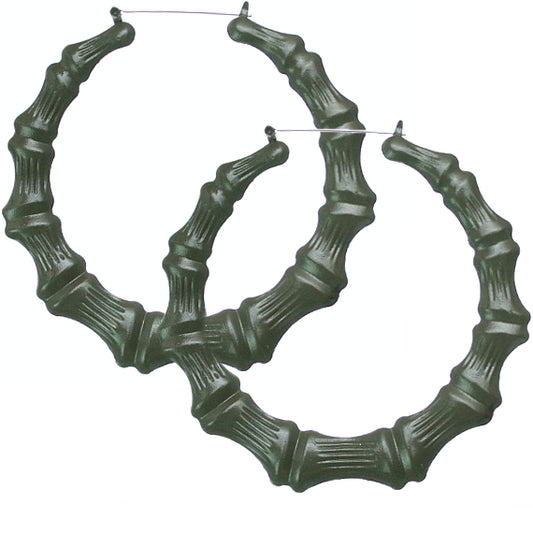 Green Big Bamboo Earrings