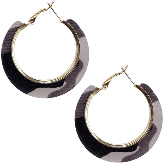 Black Acrylic Camo Mini Hoop Earrings
