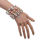 Red Butterfly Charm Bead Stretch Bracelet