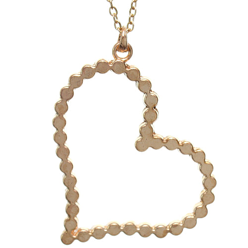 Pink Beaded Heart Charm Chain Necklace