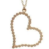 Pink Beaded Heart Charm Chain Necklace