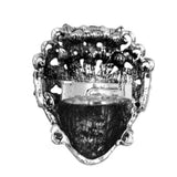 Blue Beaded Rhinestone Female Face Adjustable Ring