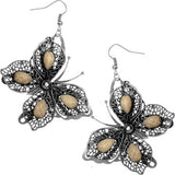 Beige Faceted Metal Butterfly Earrings