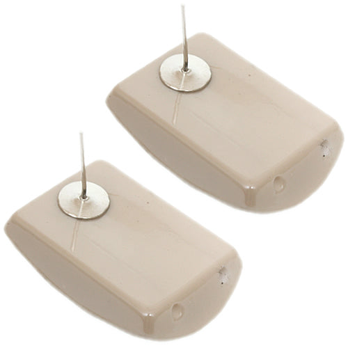 Cream Large Faceted Post Earrings