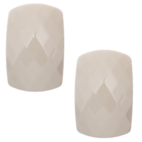 Cream Large Faceted Post Earrings