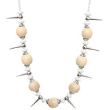 Beige Wooden Sequin Spike Necklace Set