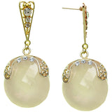 Beige Iridescent Large Gemstone Post Earrings