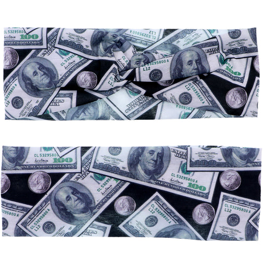 Black Money Criss Cross Stretch Headband
