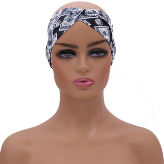 Black Money Criss Cross Stretch Headband