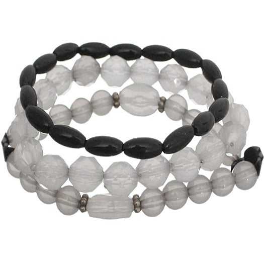 Black 3-Piece Beaded Stretch Bracelets