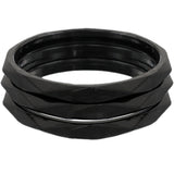 Black 3-Piece Flat Design Stacked Bracelets