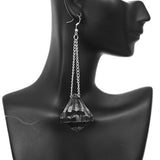 Black Large Gemstone Chain Earrings