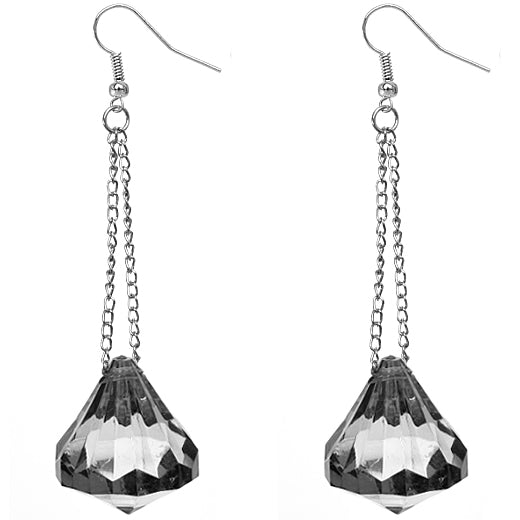 Black Large Gemstone Chain Earrings