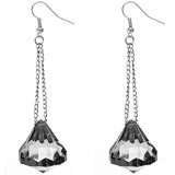 Black Large Gemstone Chain Earrings