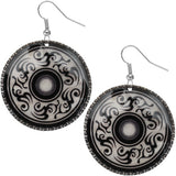 Black Boho Centered Circle Shell Earrings