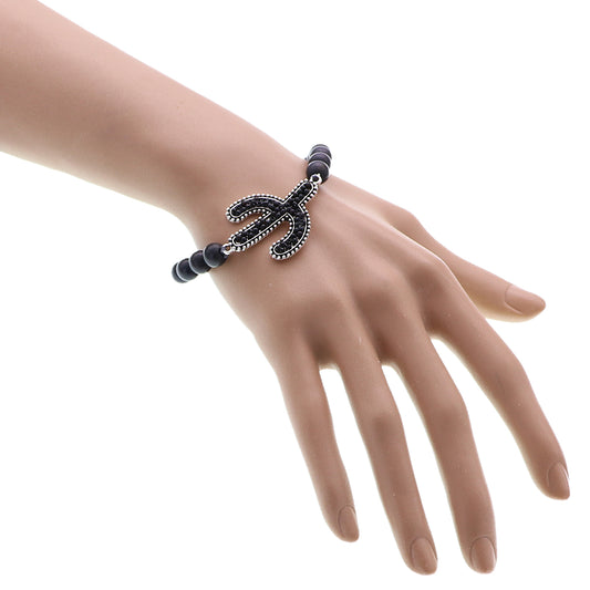 Black Cactus Bead Stretch Bracelet