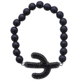 Black Cactus Bead Stretch Bracelet