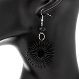 Black Bead Coil Slinky Dangle Earrings