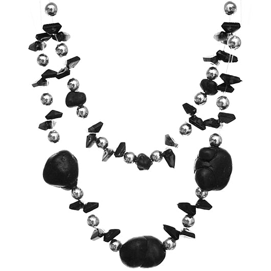 Black Beaded Illusion Invisible Necklace Set
