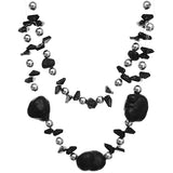 Black Beaded Illusion Invisible Necklace Set