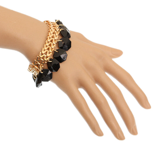 Black Hanging Beaded Chain Bracelet