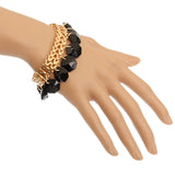 Black Hanging Beaded Chain Bracelet