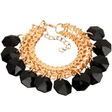 Black Hanging Beaded Chain Bracelet