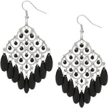Black Dangle Bead Chandelier Earrings