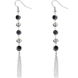 Black Beaded Evil Eye Chain Earrings