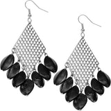 Black Metal Bead Cutout Dangle Earrings