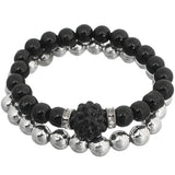 Black Disco Fireball Beaded Stretch Bracelet Set