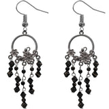 Black Long Beaded Floral Dangle Earrings