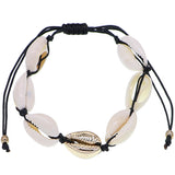 Black Cowrie Sea Shell Adjustable Bracelet