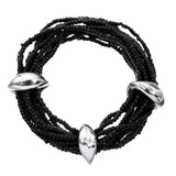 Black Stacked Sequin Beaded Stretch Bracelet