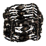 Black Beaded Sequin Stretch Bracelet