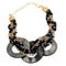 Black Beaded Circular Shell Chain Link Bracelet
